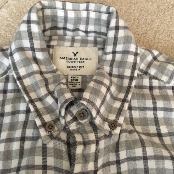 AEO Seriously Soft Gary Plaid Button-Down Shirt-XS - Picture 4 of 7